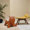LOFT 工業風家具 可愛動物系列 走廊凳 大象矮凳 橘咖皮-大款_3
