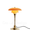 丹麥設計 北歐 酒店 設計師的燈款 玻璃 台燈 鍍金 PH3 金桿桌燈 -橙色