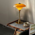 丹麥設計 北歐 酒店 設計師的燈款 玻璃 台燈 鍍金 PH3 金桿桌燈 -橙色_2