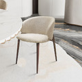 北歐極簡 設計款 小清新風格 扶手餐椅 餐廳椅 圓弧 潔莉 餐椅- 米咖麻布_2