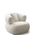 LUXURY 美式 極簡 奢華風 休閒椅 茱蒂 羊毛絨布 單人 沙發-米白 (附抱枕)