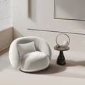 LUXURY 美式 極簡 奢華風 休閒椅 貝殼 絨布 單人 沙發-米白 (附抱枕)_1
