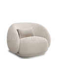 LUXURY 美式 極簡 奢華風 休閒椅 貝殼 絨布 單人 沙發-米白 (附抱枕)