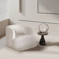 LUXURY 美式 極簡 奢華風 休閒椅 盧比 絨布 單人 沙發-米白 (附抱枕)_1