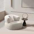 LUXURY 美式 極簡 奢華風 休閒椅 茱蒂 羊毛絨布 單人 沙發-米白 (附抱枕)_1
