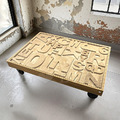 印度家具 工業家具 LOFT家具 咖啡桌 印度手工雕刻 英文字母 玻璃 板車 茶几_2