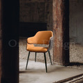 LOFT 法式 復古 工業風 鐵 酒吧 咖啡廳 餐廳 萊爾 雙色 扶手椅-咖橘皮_1