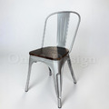 法國復古LOFT工業風tolix a chair 經典鐵椅 餐椅 帶榆木 木版-銀_2