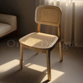 北歐實木 扶手 餐椅 餐廳椅 藤編椅靠背 藤本 餐椅 D款-原木色_1