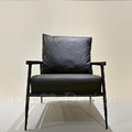 復古 工業風 鐵 咖啡廳 扶手 雷朋 單人休閒椅 皮革 沙發 -黑色_4