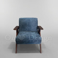 復古 LOFT 美式 極簡 中古風 艾格 布 胡桃 扶手 單人 沙發 -灰藍色_3