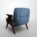 復古 LOFT 美式 極簡 中古風 艾格 布 胡桃 扶手 單人 沙發 -灰藍色_7