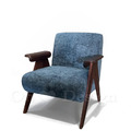 復古 LOFT 美式 極簡 中古風 艾格 布 胡桃 扶手 單人 沙發 -灰藍色
