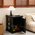 印度手工 公業家具 貨櫃 集裝箱收納櫃 鐵件邊櫃 造型床頭櫃 邊櫃 床頭櫃MINI版 - 黑_1