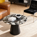美式 客廳 咖啡桌 邊几 大理石紋 岩板 御史 寶格麗黑 茶几-60CM_1