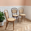 北歐風 經典 藤面 櫸木法式 餐廳椅 實木 10號 藤面椅墊 餐椅-原木色_3