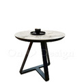 美式 奢華風 大理石紋 客廳 咖啡桌 岩板 三角 白色 圓形 邊几-53CM
