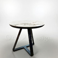 美式 奢華風 大理石紋 客廳 咖啡桌 岩板 三角 白色 圓形 邊几-53CM_5