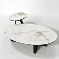 美式 奢華風 大理石紋 客廳 咖啡桌 岩板 三角 白色 圓形 邊几-53CM_8