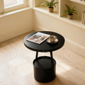 美式 客廳 邊桌 大理石紋 岩板 置物 普普 托盤 邊几 黑色-50CM (附托盤)_2