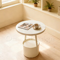 美式 客廳 邊桌 大理石紋 岩板 置物 普普 托盤 邊几 米色-45CM (附托盤)_3