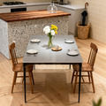 北歐 極簡 餐廳桌 書桌 耐高溫 懷特 平光 灰岩 岩板 鋁合金腳 餐桌 160CM_2