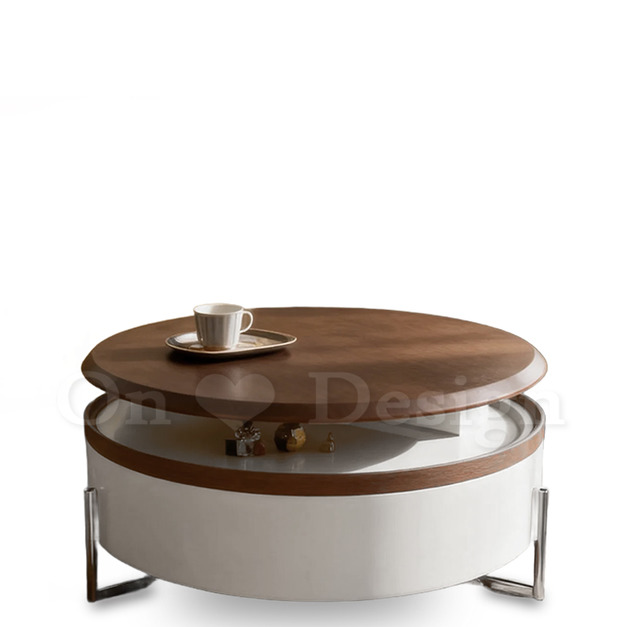 包豪斯風格 美式 極簡 咖啡桌 客廳 咖啡桌 可旋轉 亞璞 茶几-胡桃木色