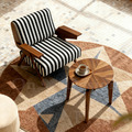 復古 LOFT 美式 極簡 中古風 伯格 布 扶手 單人 沙發-斑馬紋_2