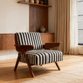 復古 LOFT 美式 極簡 中古風 伯格 布 扶手 單人 沙發-斑馬紋_4