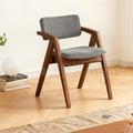 北歐 小清新 簡約 實木 餐椅 餐廳椅 希洛 胡桃木色扶手 餐椅-灰色_2