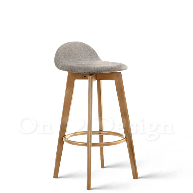 北歐風 日式 實木 吧台椅 巴克 圓環高 吧椅 灰布-71座高