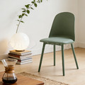 北歐 簡約 咖啡廳椅 餐椅 餐廳椅 尼莫 塑料 皮革 軟墊椅-綠_1