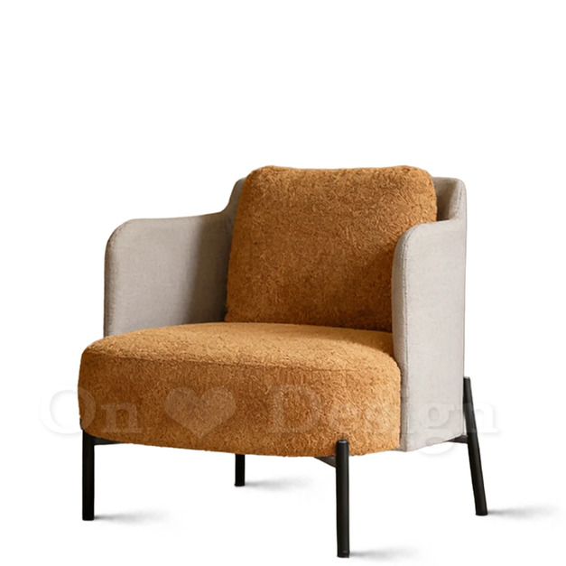 LUXURY 美式 極簡 奢華風 單人 威尼斯 雙色 沙發椅-黃色