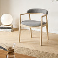 北歐極簡 設計款 餐椅 實木 餐廳椅 波力 扶手椅 洗白木色-灰_1