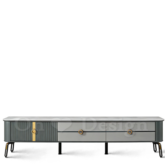 現貨出貨🔥 奢華風 美式 矮櫃  莫綠 陶瓷玻璃 帶抽屜 電視櫃 -196 CM