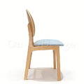 北歐極簡 設計款 小清新風格 無扶手餐椅 餐廳椅 圓背 原木色 餐椅-藍色麻布_3