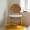 北歐極簡 設計款 小清新風格 無扶手餐椅 餐廳椅 圓背 原木色 餐椅-藍色麻布_1