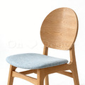 北歐極簡 設計款 小清新風格 無扶手餐椅 餐廳椅 圓背 原木色 餐椅-藍色麻布_5
