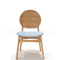 北歐極簡 設計款 小清新風格 無扶手餐椅 餐廳椅 圓背 原木色 餐椅-藍色麻布