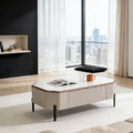 現貨出貨🔥 免運🔥 奢華風 美式 咖啡桌 莫克爾 大理石紋 玻璃 帶抽屜 茶几-130 CM_1