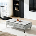現貨出貨🔥 奢華風 美式 咖啡桌 雅格 大理石紋 玻璃 帶抽屜 茶几-130 CM_1