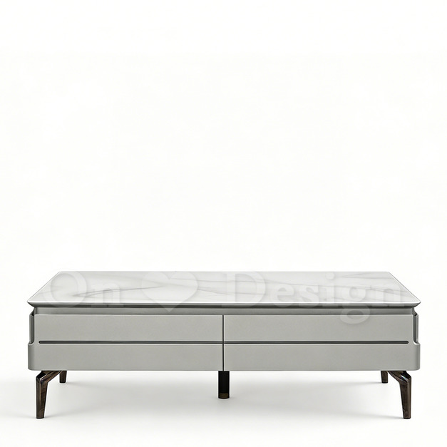 現貨出貨🔥 奢華風 美式 咖啡桌 雅格 大理石紋 玻璃 帶抽屜 茶几-130 CM