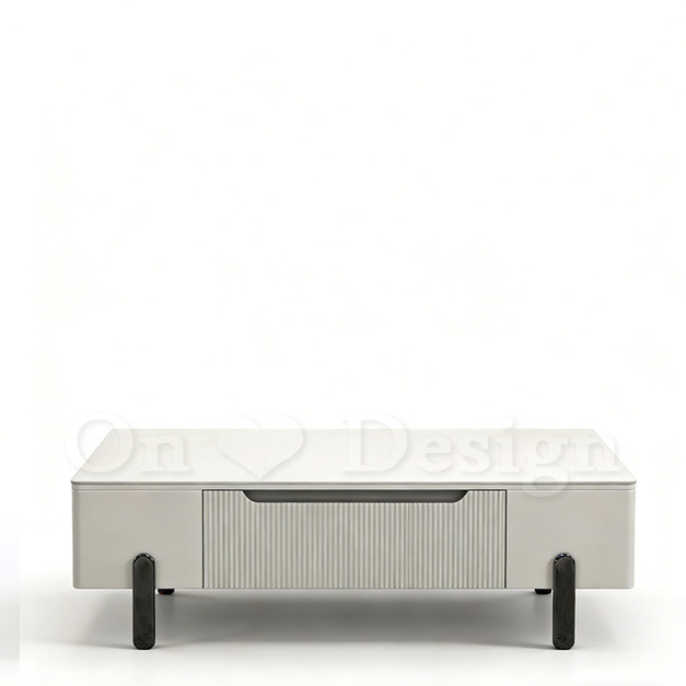 現貨出貨🔥 免運🔥奢華風 美式 咖啡桌 線條 大理石紋 岩板 帶抽屜 茶几-130 CM