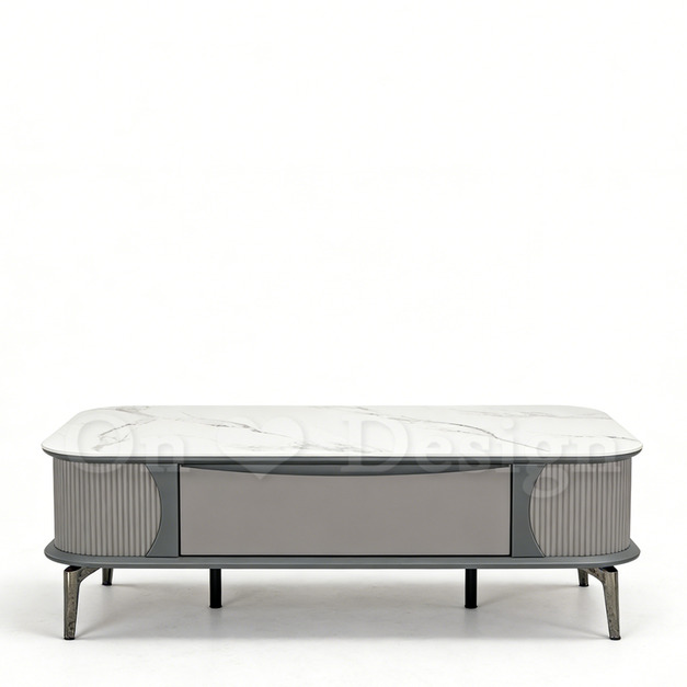 現貨出貨🔥 免運🔥奢華風 美式 咖啡桌 綠野 大理石紋 岩板 帶抽屜 茶几-130 CM