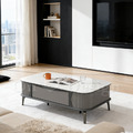 現貨出貨🔥 免運🔥奢華風 美式 咖啡桌 綠野 大理石紋 岩板 帶抽屜 茶几-130 CM_1
