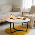 現貨出貨🔥美式 咖啡桌 客廳茶几 艾菲爾 大理石紋&nbsp;茶几 - &Oslash;80&nbsp;CM_1
