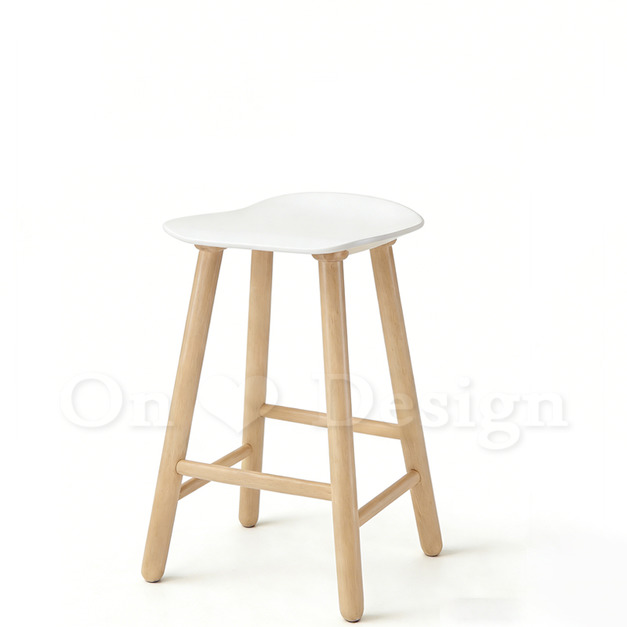 現貨🔥北歐 極簡 小清新 風格 中島吧檯椅 橡膠實木 布蕾吧檯椅 - 白
