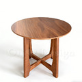 現貨出貨🔥北歐風格 小清新 客廳 咖啡桌 和風 日式 圓形 十字 小茶几 邊几 胡桃木色_7