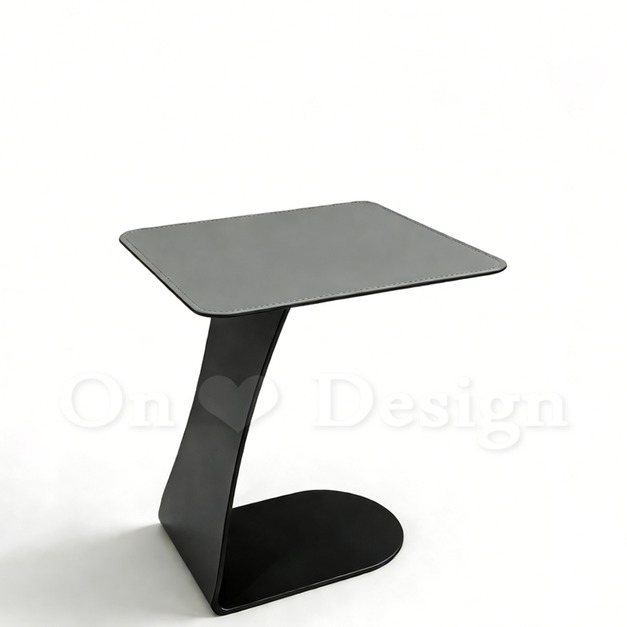 現貨🔥 美式 極簡 客廳 咖啡桌  沙發邊几客廳 邊桌 皮佐 馬鞍皮 邊几-灰色