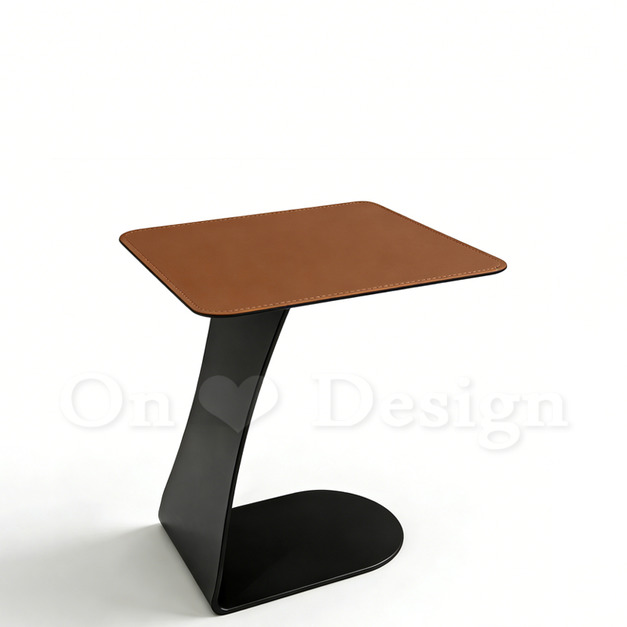 現貨🔥美式 極簡 客廳 咖啡桌  沙發邊几客廳 邊桌 皮佐 馬鞍皮 邊几-咖啡色